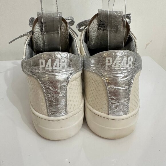 P448 Thea Python Roccia White Leather Platform Sneakers 38 - Picture 4 of 12
